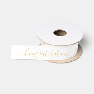 Elegant White en Gold Gefeliciteerd Satijnen Lint