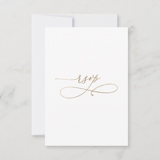 Elegant White en Gold Gilded Leaves, Wedding RSVP (Achterkant)