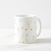 Elegant White en Gold Golf Pattern Golfer Koffiemok (Voorkant rechts)