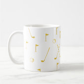 Elegant White en Gold Golf Pattern Golfer Koffiemok (Links)
