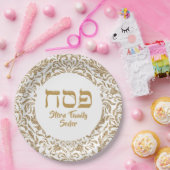Elegant White en Gold Hebrew Pesach Passover Papieren Bordje (Feest)