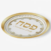 Elegant White en Gold Hebrew Pesach Passover Papieren Bordje (Gekanteld)