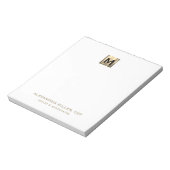 Elegant White en Gold Initiaal Logo Notitieblok (Linkerzijde)