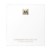 Elegant White en Gold Initiaal Logo Notitieblok (Voorkant)