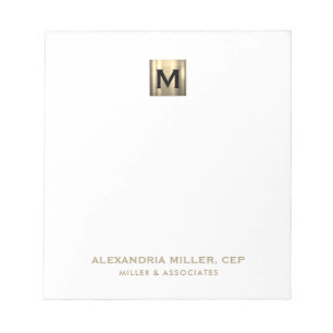 Elegant White en Gold Initiaal Logo Notitieblok