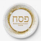 Elegant White en Gold Jewish Passover Seder Papieren Bordje (Voorkant)