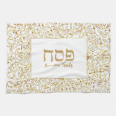 Elegant White en Gold Jewish Passover Theedoek (Horizontaal)