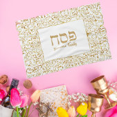 Elegant White en Gold Jewish Passover Theedoek