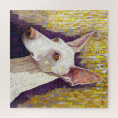Elegant White en Gold Klimt Style Dog Mosaic Legpuzzel (Horizontaal)