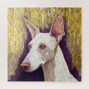 Elegant White en Gold Klimt Style Dog Mosaic Legpuzzel