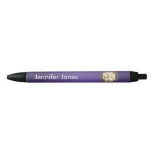 Elegant White en Gold Lotus flower Zwarte Inkt Pen
