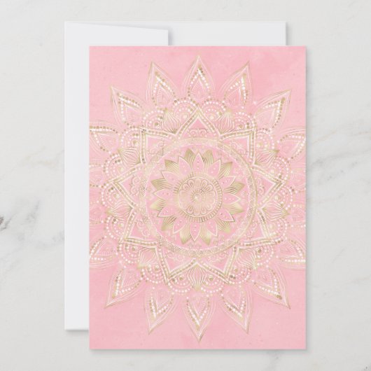 Elegant White en Gold Mandala Blush Pink Design Kaart (Achterkant)