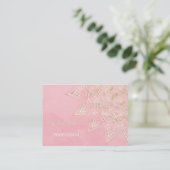 Elegant White en Gold Mandala Blush Pink Design Visitekaartje (Staand voorkant)