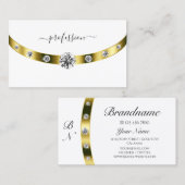 Elegant White en Gold met Monogram grafische Initi Visitekaartje (Voorkant / Achterkant)