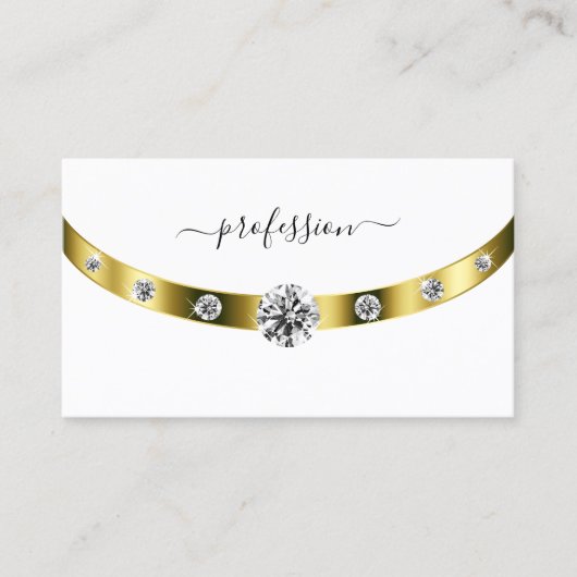 Elegant White en Gold met Monogram grafische Initi Visitekaartje (Voorkant)