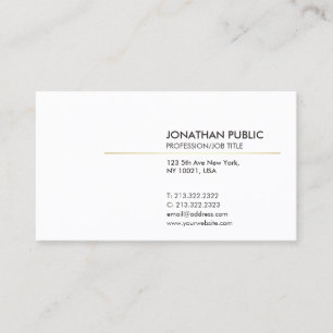 Elegant White en Gold Minimalistics Plain Modern Visitekaartje