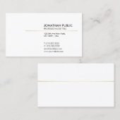 Elegant White en Gold Minimalistics Plain Modern Visitekaartje (Voorkant / Achterkant)