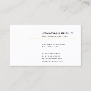 Elegant White en Gold Modern Simple Plain Visitekaartje