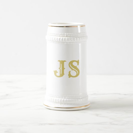 Elegant White en Gold Monogram Bierpul (Center)