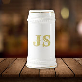 Elegant White en Gold Monogram Bierpul