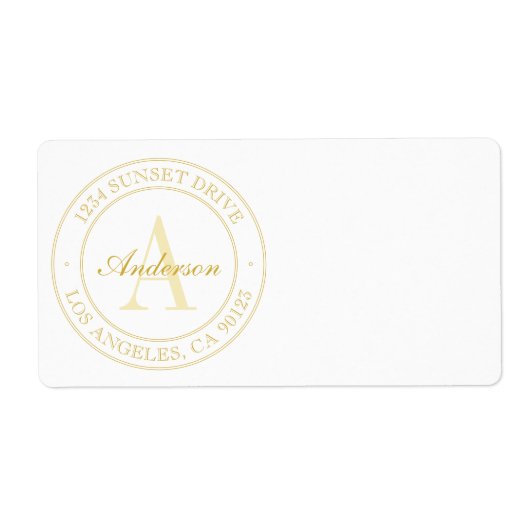 Elegant White en Gold Monogram Etiket (Voorkant)