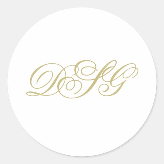 Elegant White en Gold Monogram Ronde Sticker (Voorkant)