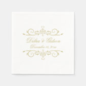 Elegant White en Gold Monogram Servetten (Voorkant)