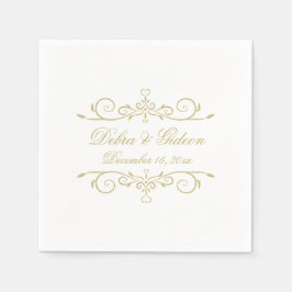 Elegant White en Gold Monogram Servetten