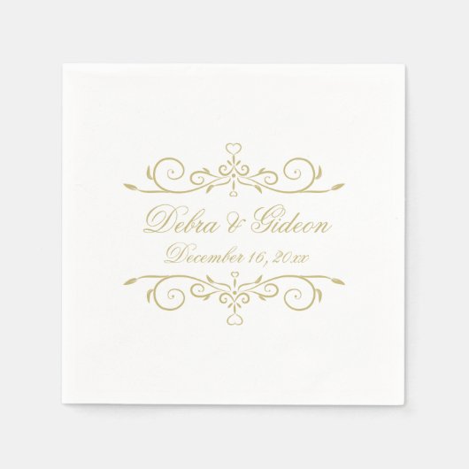 Elegant White en Gold Monogram Servetten (Voorkant)