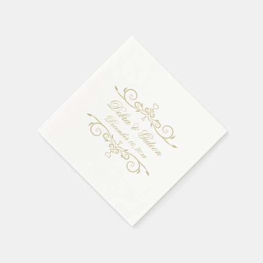 Elegant White en Gold Monogram Servetten (Hoek)
