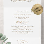 Elegant White en Gold Monogram Weddenschap met RSV All In One Uitnodiging