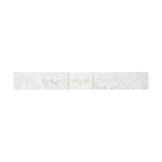 Elegant White en Gold Monogram Weddenschap Uitnodigingen Wikkel (Vlak)