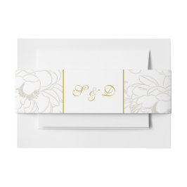 Elegant White en Gold Monogram Weddenschap Uitnodigingen Wikkel