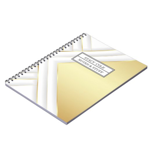 Elegant White en Gold Name Persoonlijk Notitieboek (Linkerzijde)