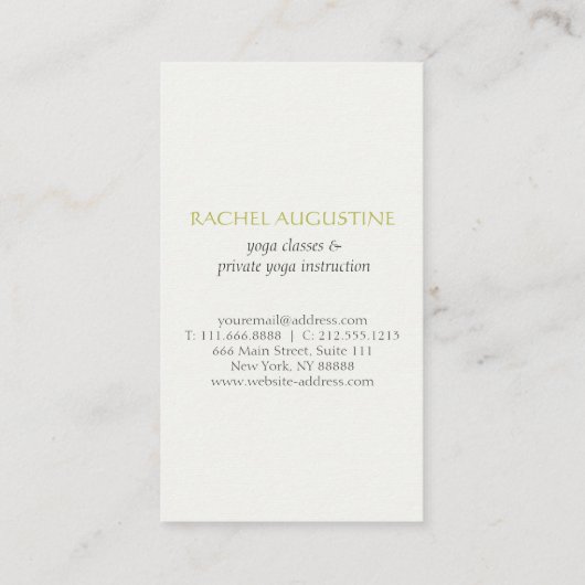 Elegant White en Gold Om Symbol Yoga Instructor Visitekaartje (Achterkant)