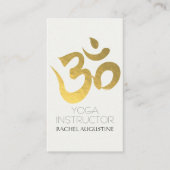 Elegant White en Gold Om Symbol Yoga Instructor Visitekaartje (Voorkant)