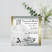 Elegant White en Gold Princess Quinceanera Kaart (Staand voorkant)