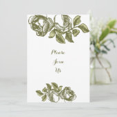 Elegant White en Gold Rozen - Aangepaste uitnodigi Kaart (Staand voorkant)