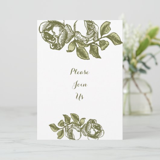 Elegant White en Gold Rozen - Aangepaste uitnodigi Kaart (Staand voorkant)