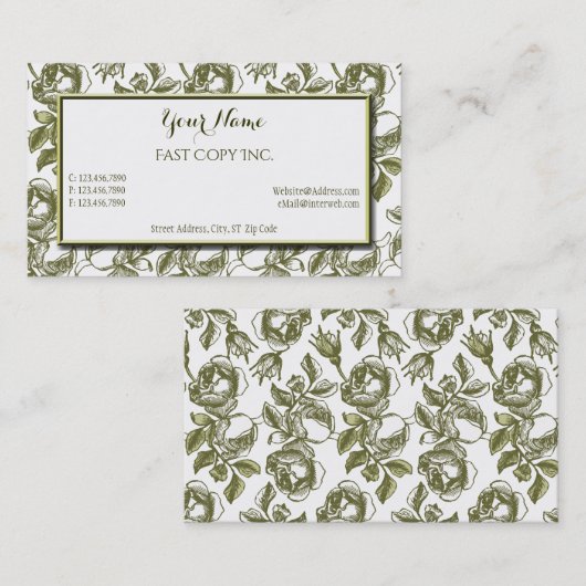 Elegant White en Gold Rozen Aangepaste Visitekaart Visitekaartje (Voorkant / Achterkant)