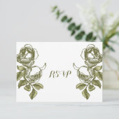 Elegant White en Gold Rozen Custom RSVP Card Kaart (Staand voorkant)
