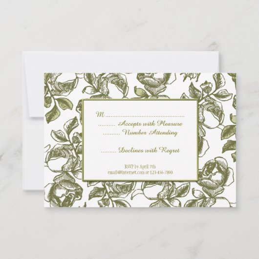 Elegant White en Gold Rozen Custom RSVP Card Kaart (Achterkant)