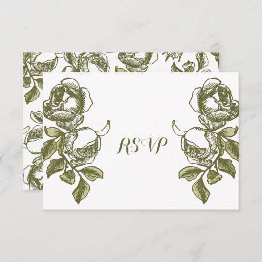 Elegant White en Gold Rozen Custom RSVP Card Kaart (Voorkant / Achterkant)