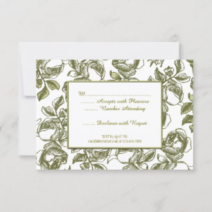 Elegant White en Gold Rozen Custom RSVP Card Kaart