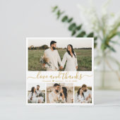 Elegant White en Gold Script Photo Wedding Bedankkaart (Staand voorkant)