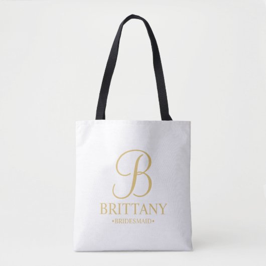 Elegant White en Gold Specialized Bridesmaid Tote Bag (Voorkant)
