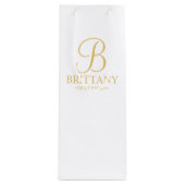 Elegant White en Gold Specialized Bridesmaid Wijn Cadeautas (Voorkant)