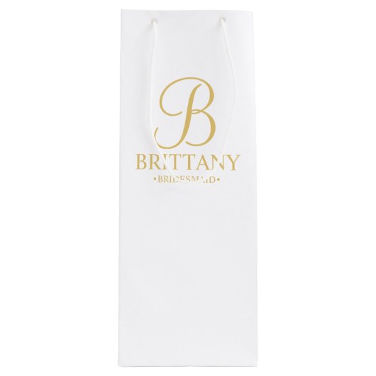 Elegant White en Gold Specialized Bridesmaid Wijn Cadeautas (Voorkant)