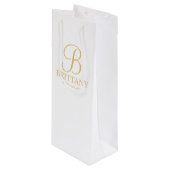 Elegant White en Gold Specialized Bridesmaid Wijn Cadeautas (Voorkant Gekanteld)