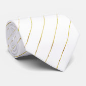 Elegant White en Gold Striped Wedding Stropdas (Opgerold)